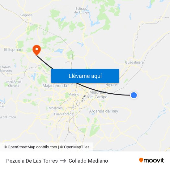 Pezuela De Las Torres to Collado Mediano map