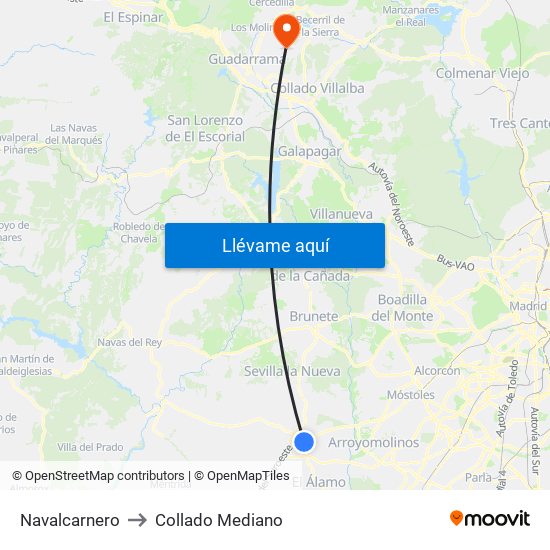 Navalcarnero to Collado Mediano map