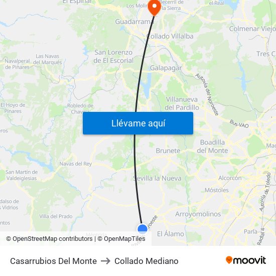 Casarrubios Del Monte to Collado Mediano map