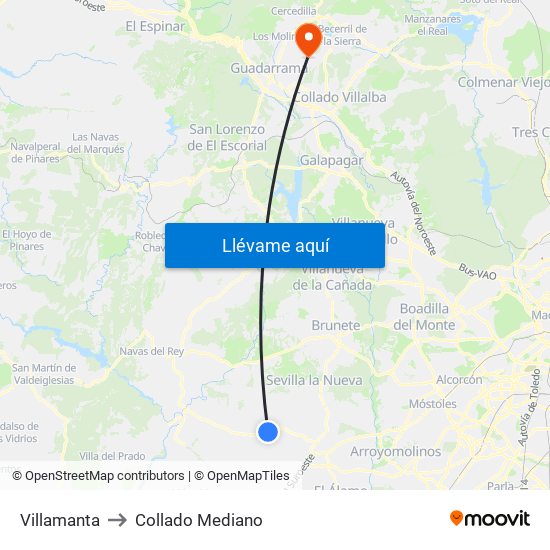 Villamanta to Collado Mediano map