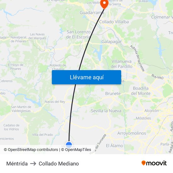 Méntrida to Collado Mediano map