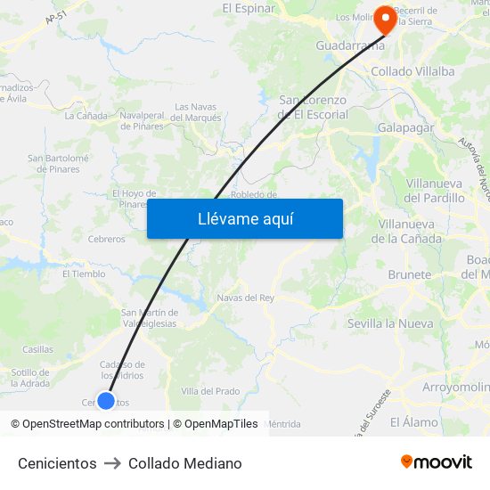 Cenicientos to Collado Mediano map