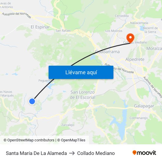 Santa María De La Alameda to Collado Mediano map