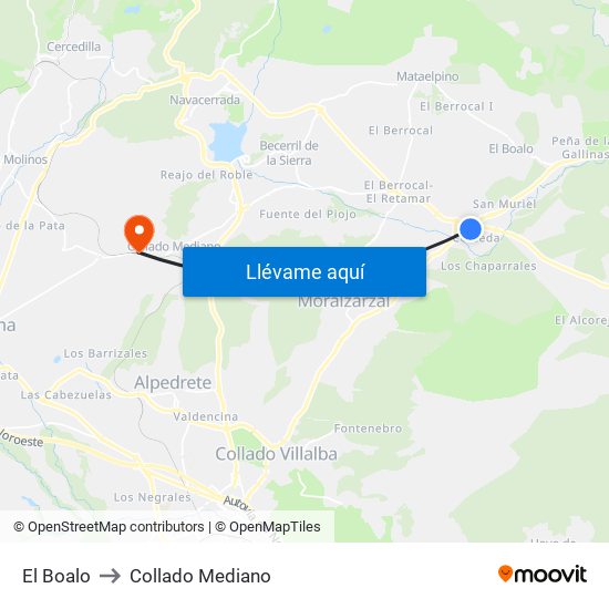 El Boalo to Collado Mediano map