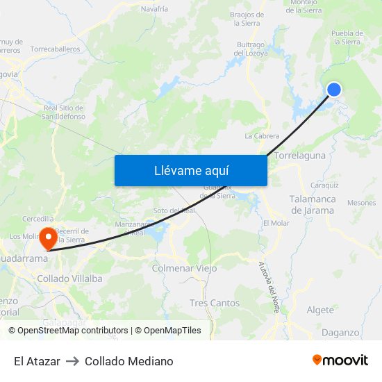 El Atazar to Collado Mediano map
