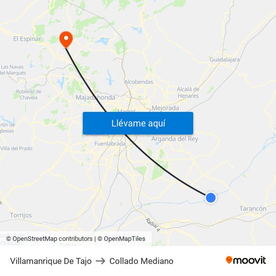 Villamanrique De Tajo to Collado Mediano map