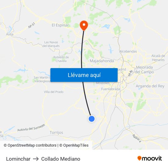 Lominchar to Collado Mediano map