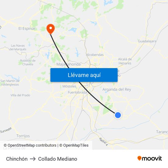 Chinchón to Collado Mediano map