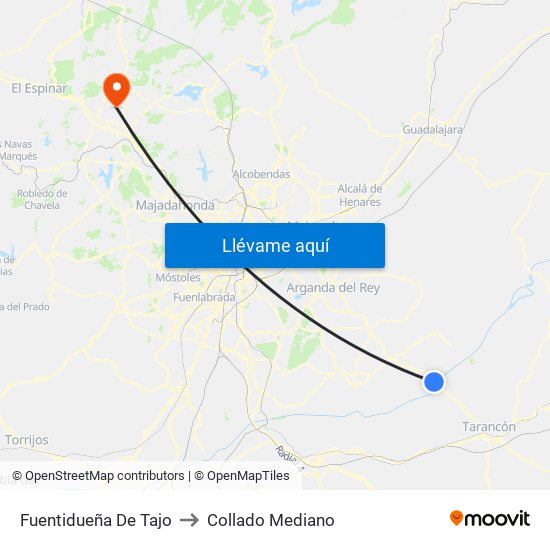 Fuentidueña De Tajo to Collado Mediano map