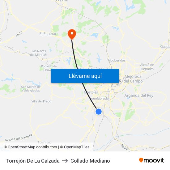 Torrejón De La Calzada to Collado Mediano map