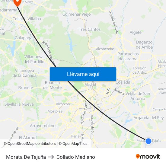 Morata De Tajuña to Collado Mediano map