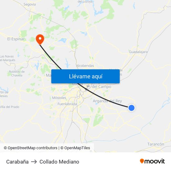 Carabaña to Collado Mediano map