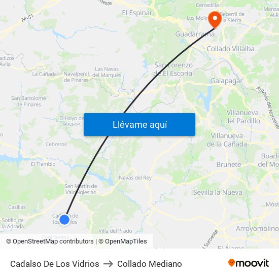Cadalso De Los Vidrios to Collado Mediano map