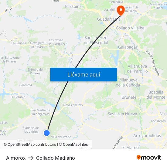 Almorox to Collado Mediano map