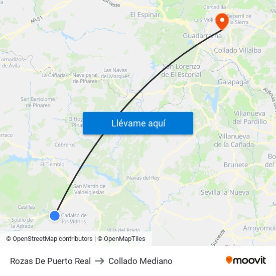 Rozas De Puerto Real to Collado Mediano map