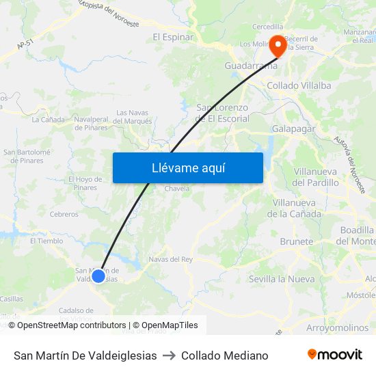 San Martín De Valdeiglesias to Collado Mediano map