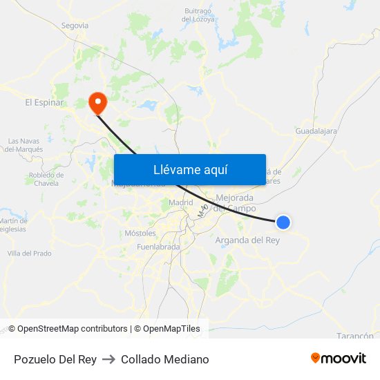 Pozuelo Del Rey to Collado Mediano map