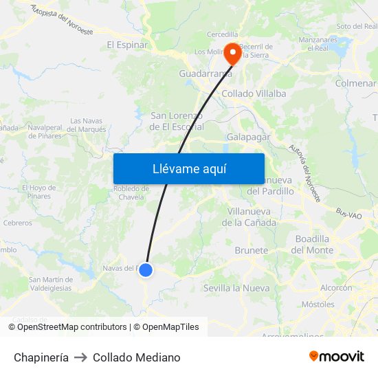 Chapinería to Collado Mediano map