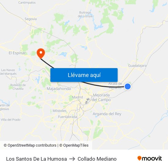 Los Santos De La Humosa to Collado Mediano map