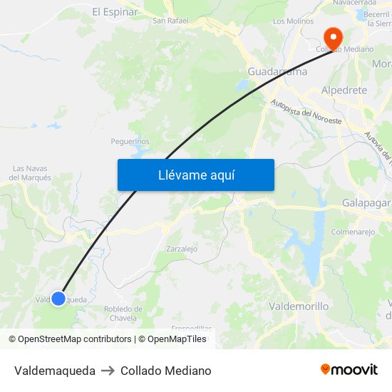 Valdemaqueda to Collado Mediano map