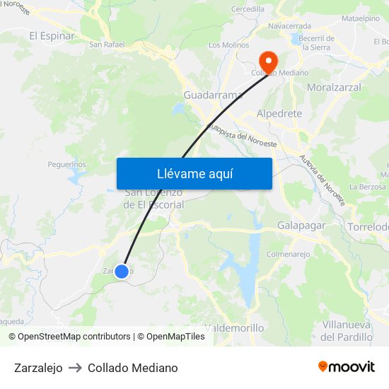 Zarzalejo to Collado Mediano map