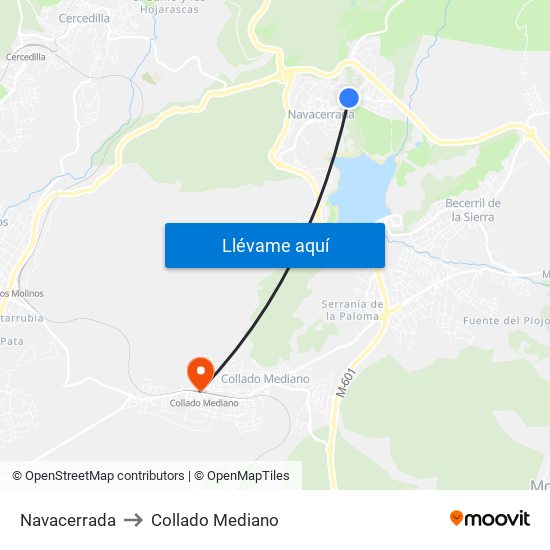 Navacerrada to Collado Mediano map
