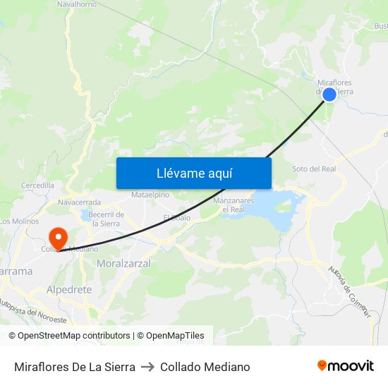 Miraflores De La Sierra to Collado Mediano map