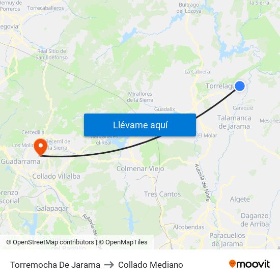 Torremocha De Jarama to Collado Mediano map