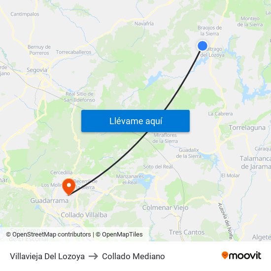 Villavieja Del Lozoya to Collado Mediano map