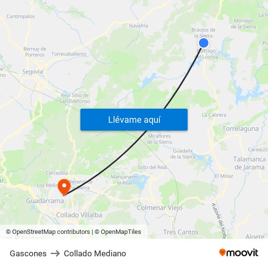 Gascones to Collado Mediano map