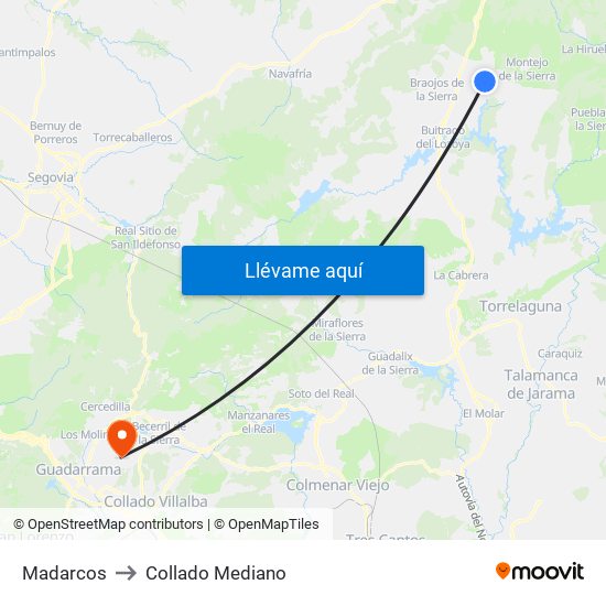 Madarcos to Collado Mediano map