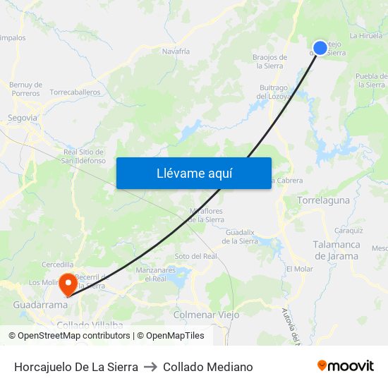 Horcajuelo De La Sierra to Collado Mediano map