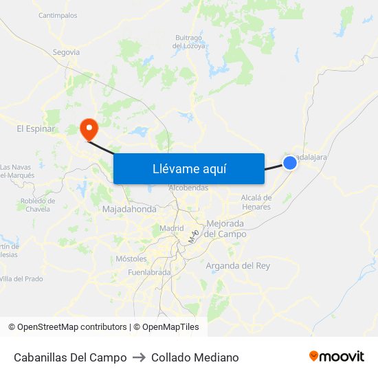 Cabanillas Del Campo to Collado Mediano map