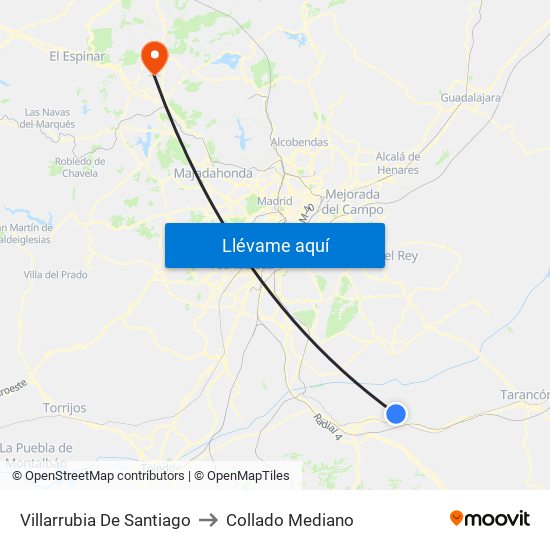 Villarrubia De Santiago to Collado Mediano map