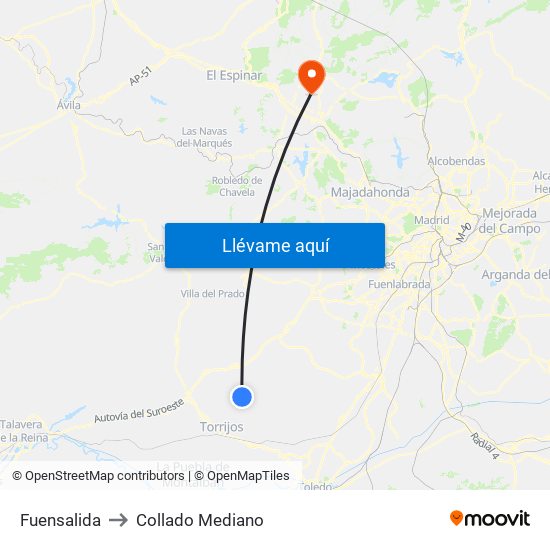 Fuensalida to Collado Mediano map