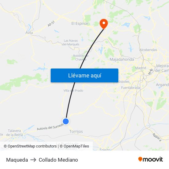 Maqueda to Collado Mediano map