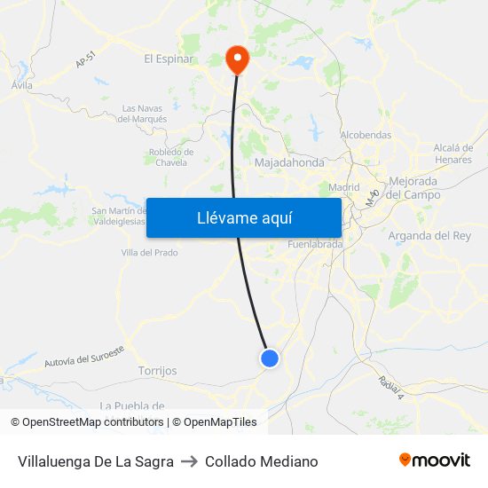 Villaluenga De La Sagra to Collado Mediano map