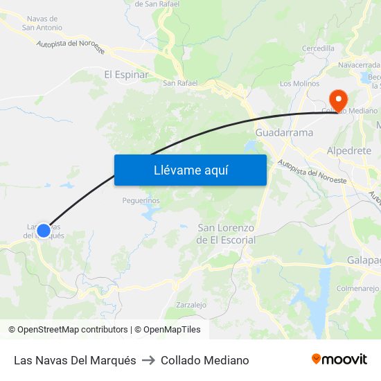 Las Navas Del Marqués to Collado Mediano map