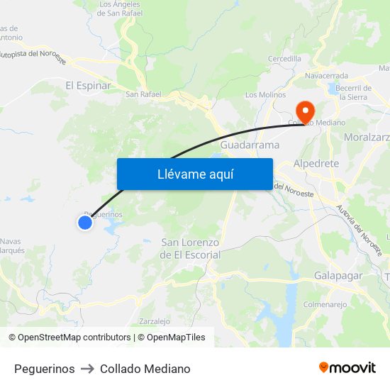 Peguerinos to Collado Mediano map