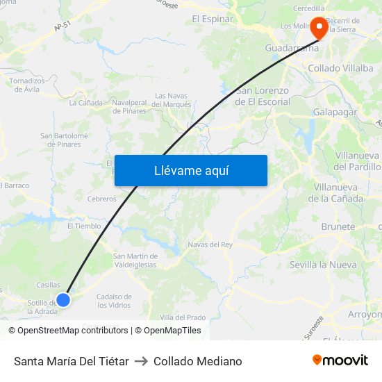 Santa María Del Tiétar to Collado Mediano map