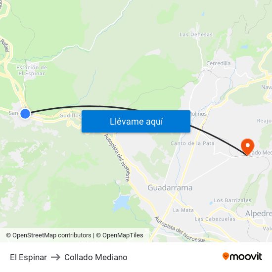 El Espinar to Collado Mediano map