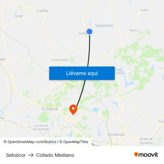 Sebúlcor to Collado Mediano map