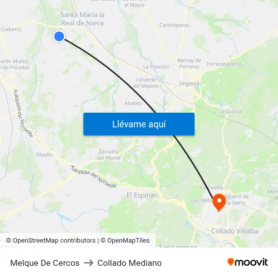 Melque De Cercos to Collado Mediano map
