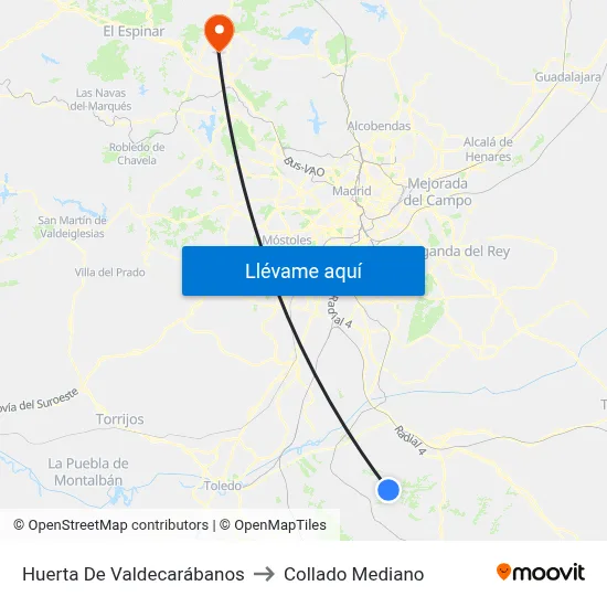 Huerta De Valdecarábanos to Collado Mediano map