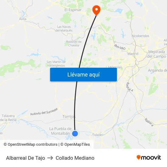 Albarreal De Tajo to Collado Mediano map