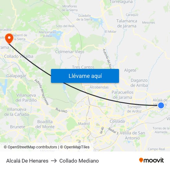 Alcalá De Henares to Collado Mediano map