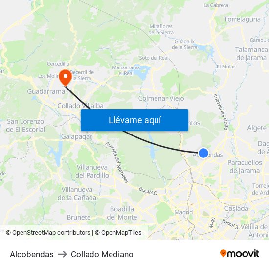 Alcobendas to Collado Mediano map