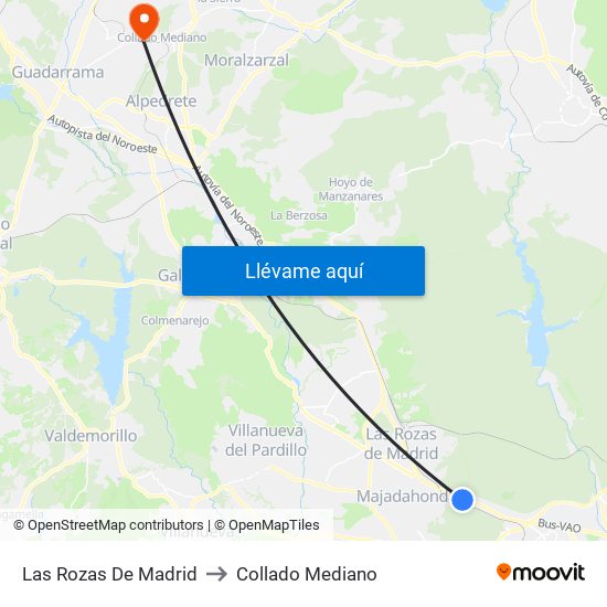 Las Rozas De Madrid to Collado Mediano map