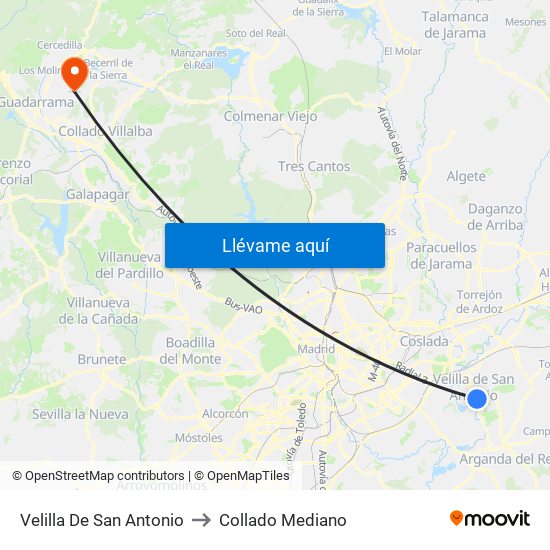 Velilla De San Antonio to Collado Mediano map