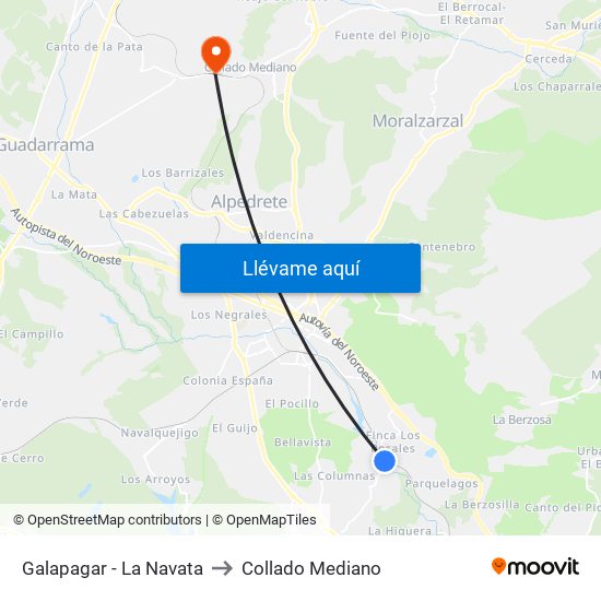 Galapagar - La Navata to Collado Mediano map